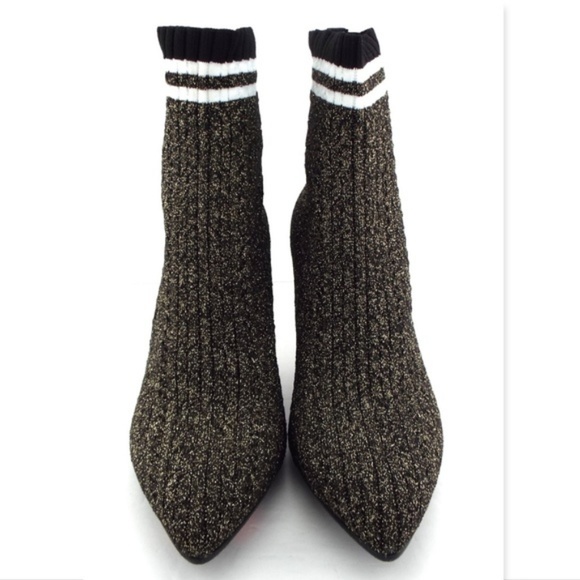 New STUART WEITZMAN Metallic Knit Sock Booties 8.5 - Picture 3 of 8
